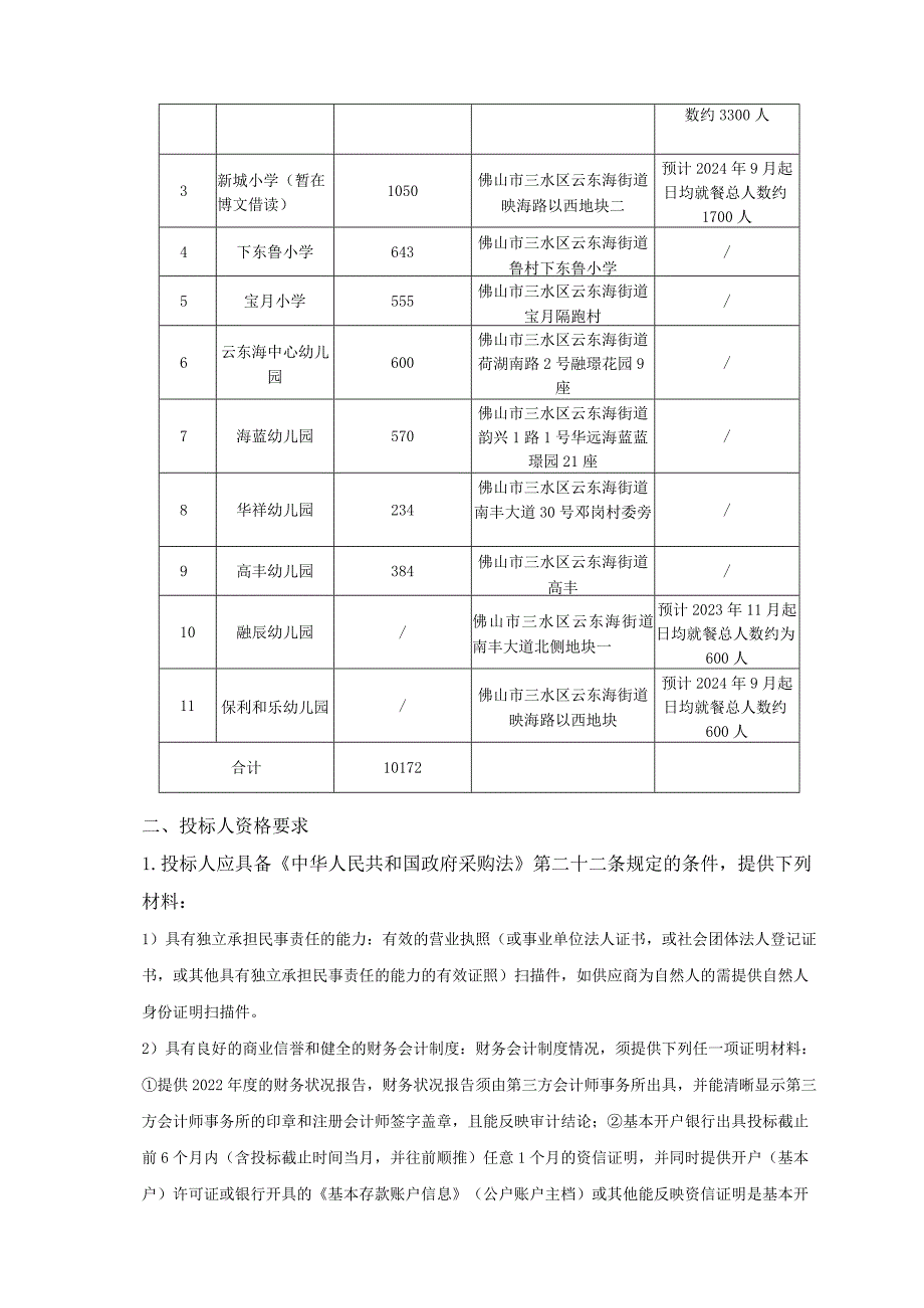 2023年—2025年二年云东海公办学校含幼儿园食材配送项目需求书项目概况.docx_第2页