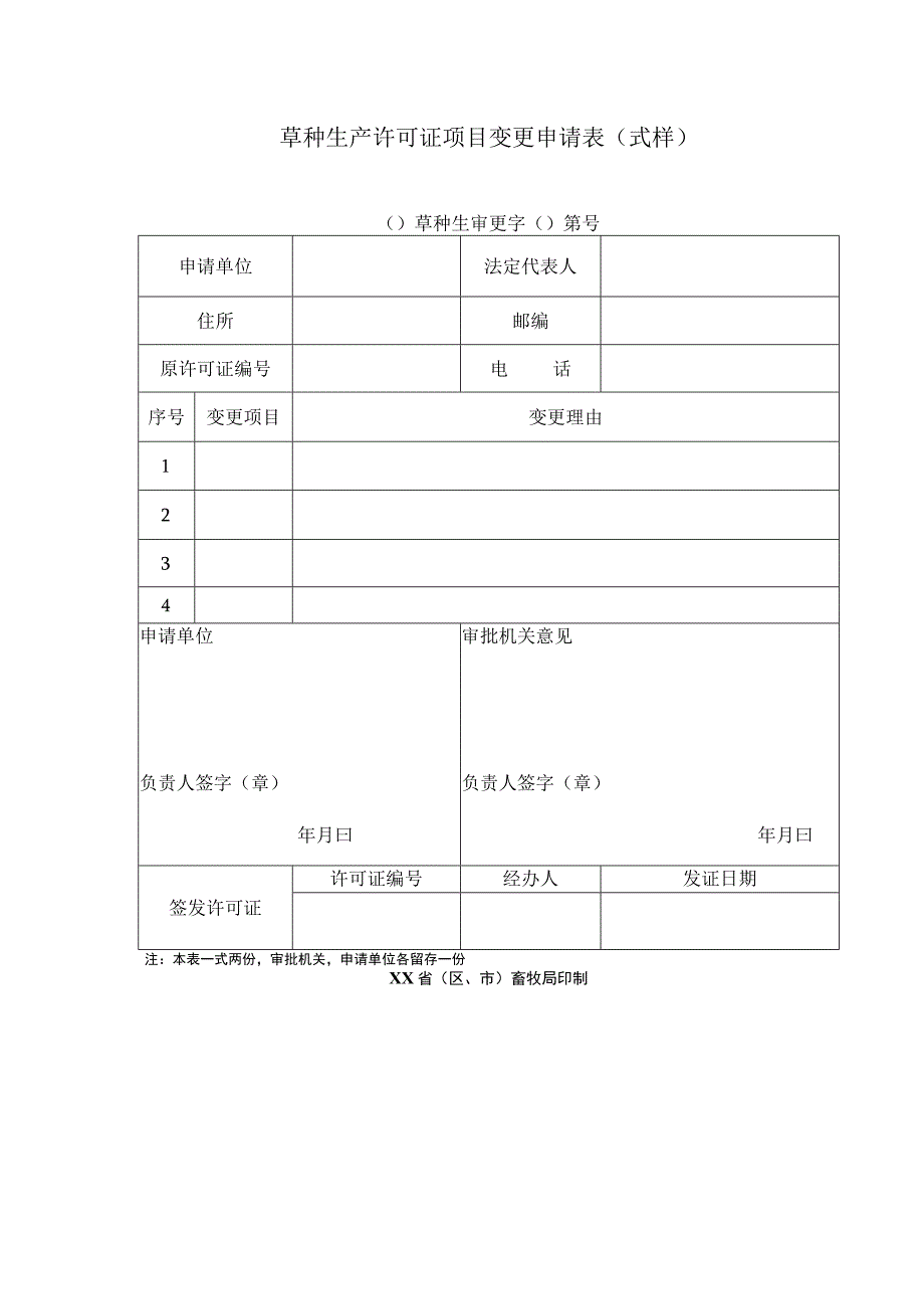 草种生产许可证项目变更申请表式样.docx_第1页