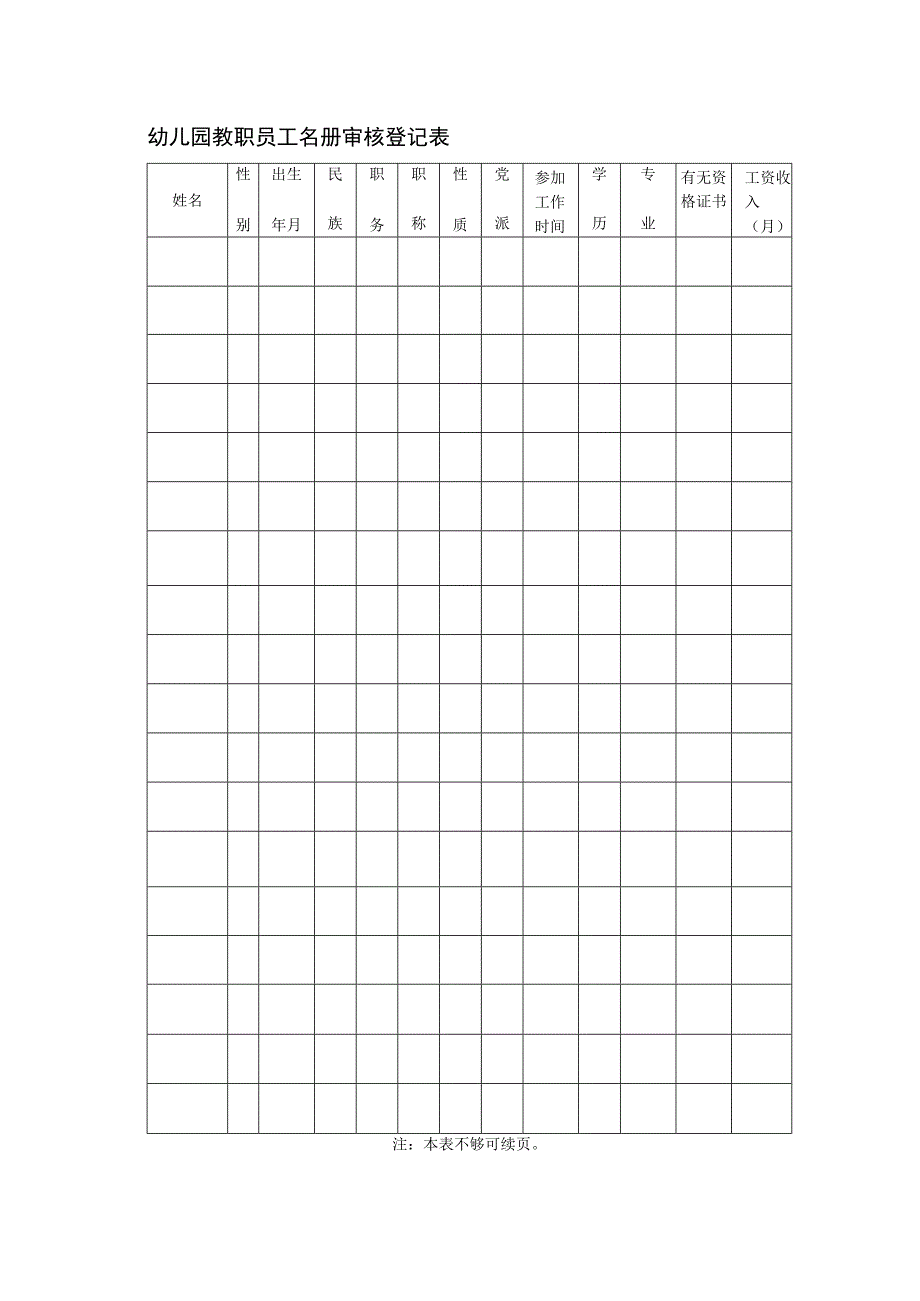 幼儿园教职员工名册审核登记表.docx_第1页