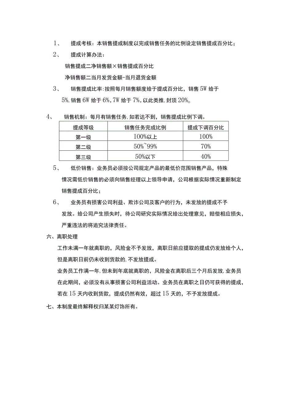 某某灯饰公司销售提成管理方案.docx_第2页