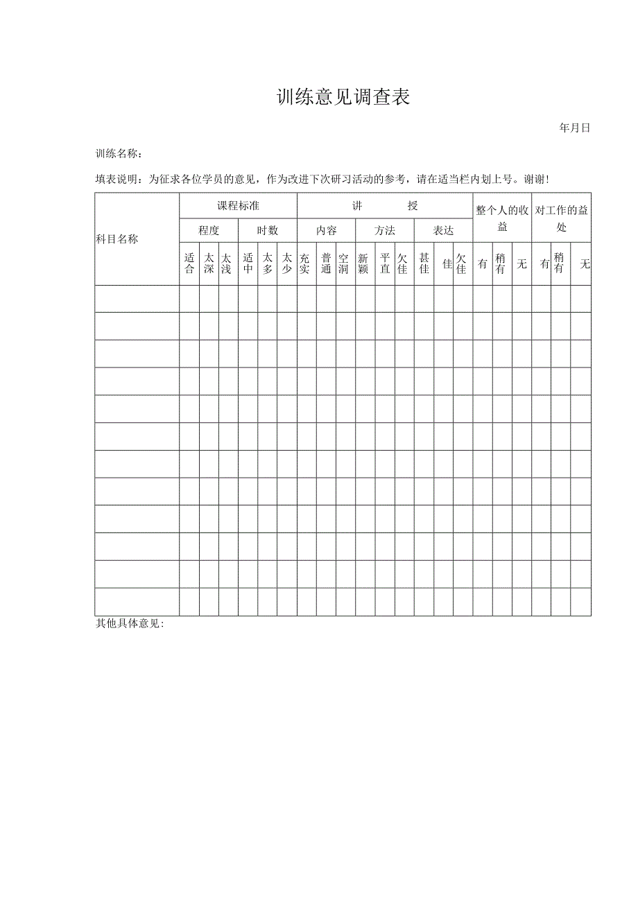 训练意见调查表.docx_第1页