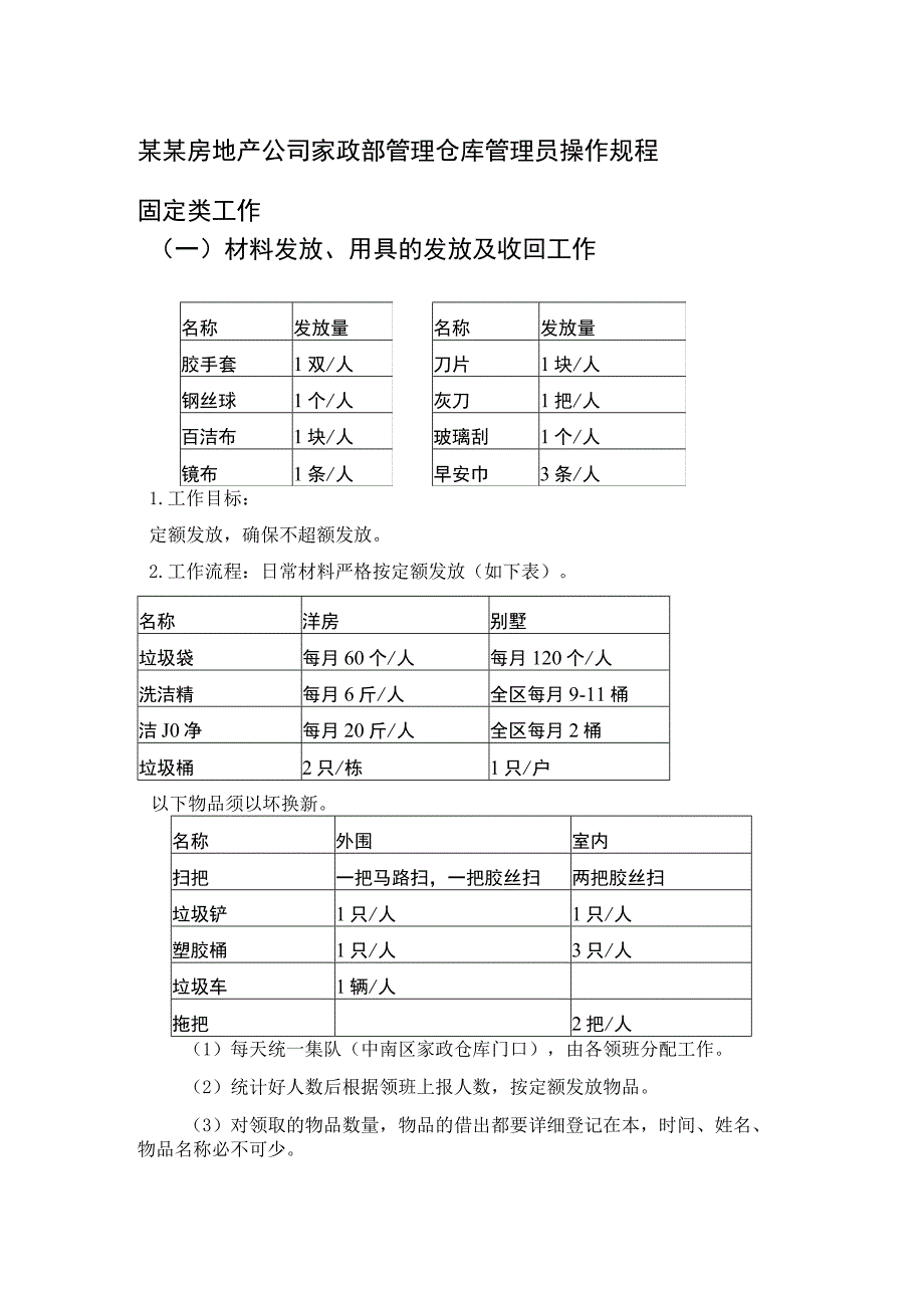 某某房地产公司家政部管理仓库管理员操作规程.docx_第1页