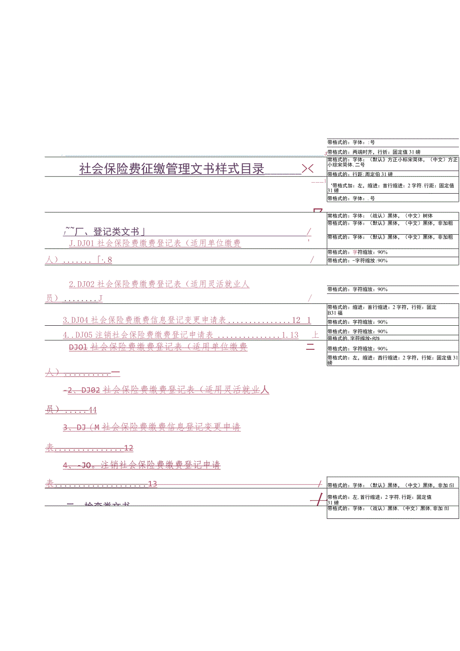 社会保险费征缴管理文书样式目录.docx_第1页