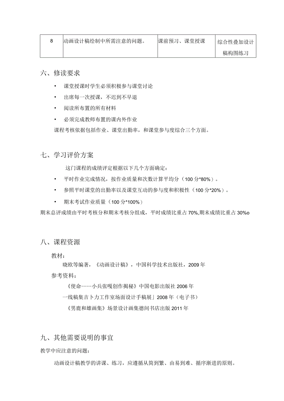 《动画设计稿》课程教学大纲I课程实施细则.docx_第3页