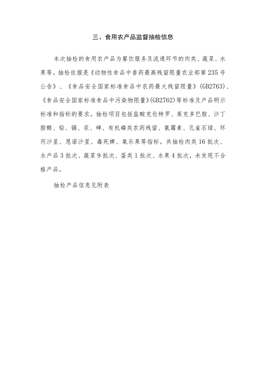 食用农产品监督抽检信息.docx_第1页