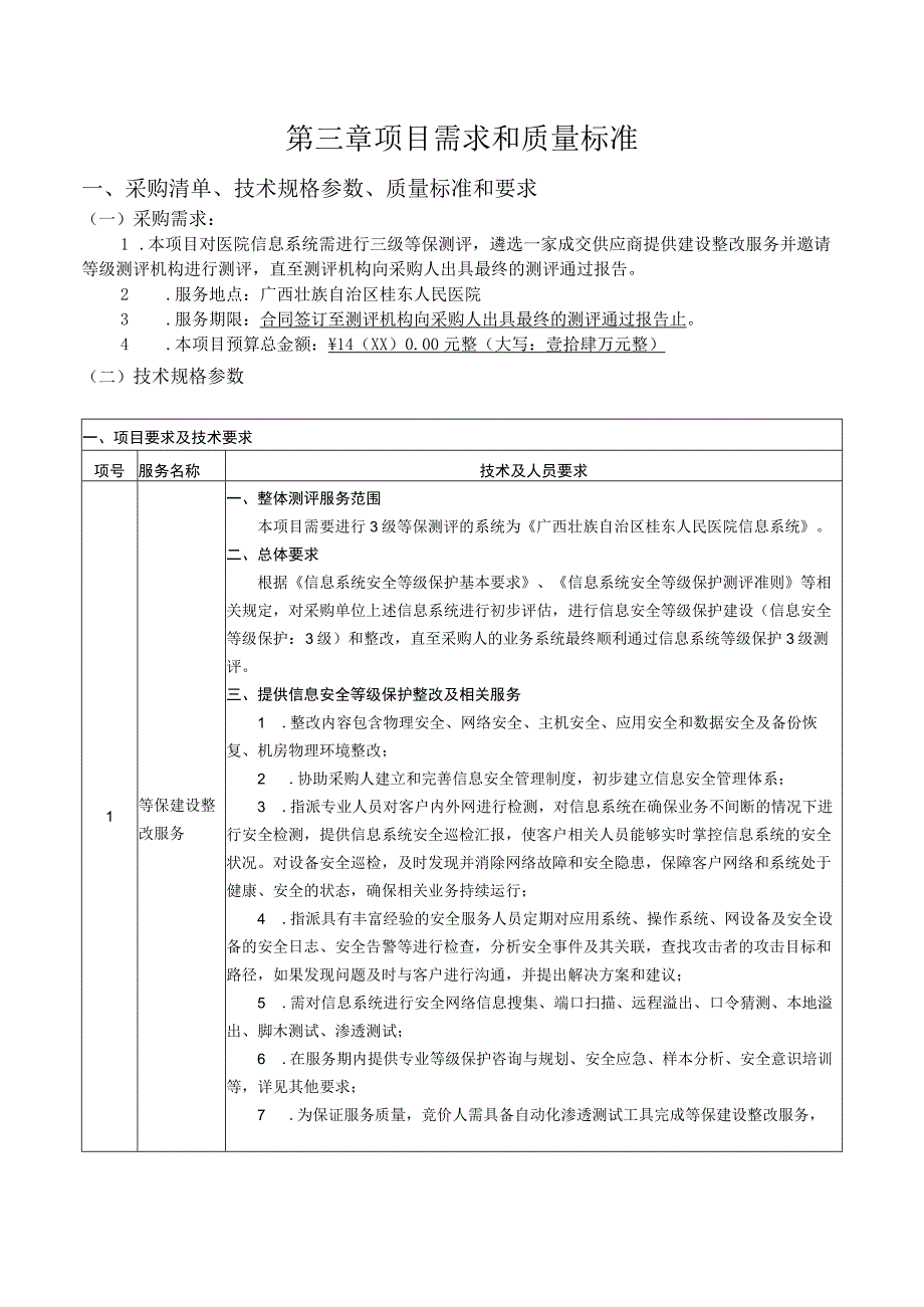 第三章项目需求和质量标准采购清单、技术规格参数、质量标准和要求.docx_第1页