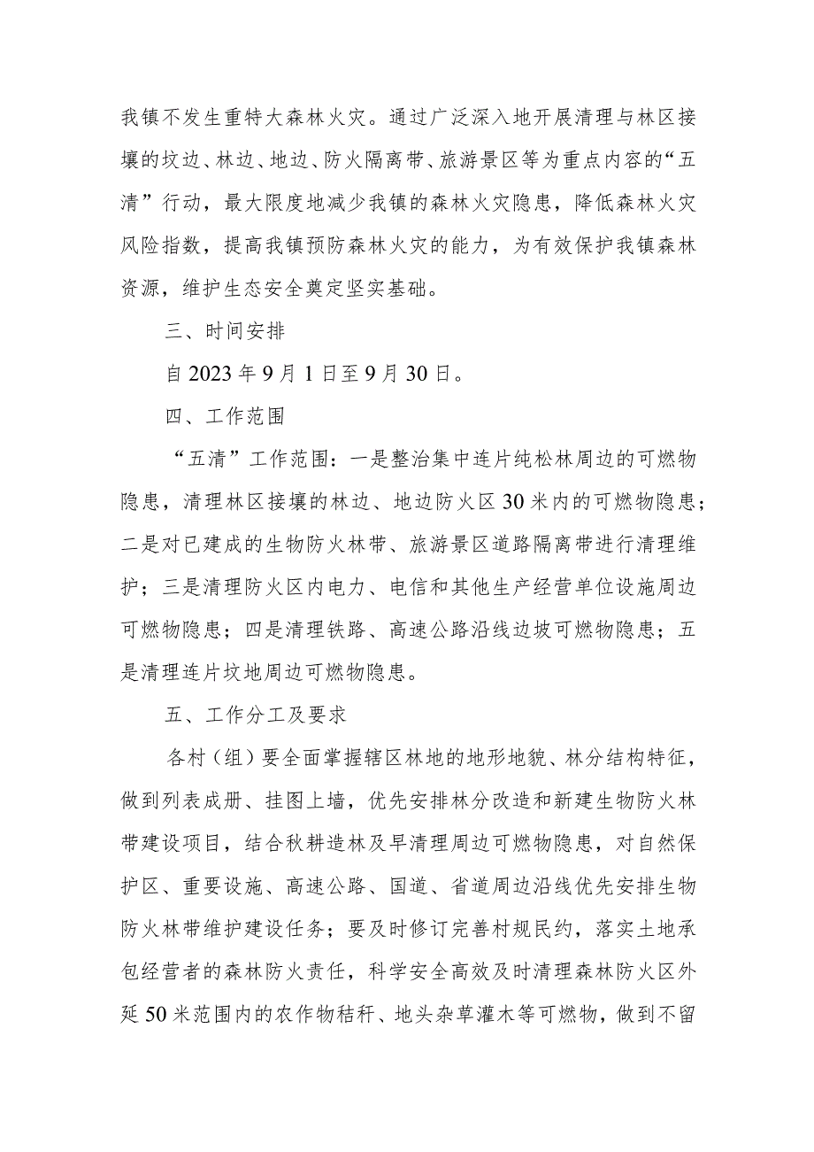 XX镇2023年森林火险隐患“五清”专项行动实施方案.docx_第2页