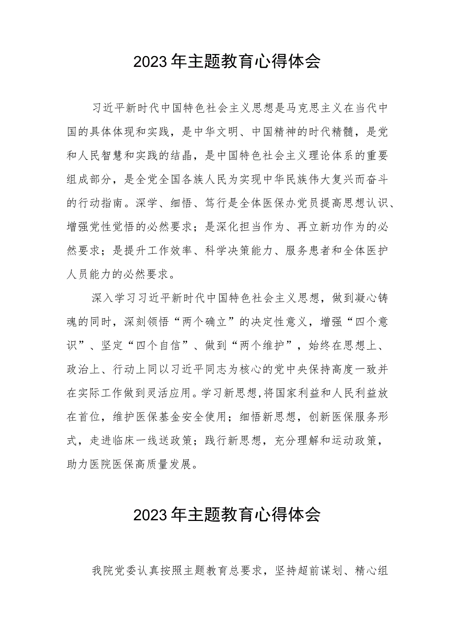 医院2023年主题教育心得体会研讨发言七篇.docx_第2页