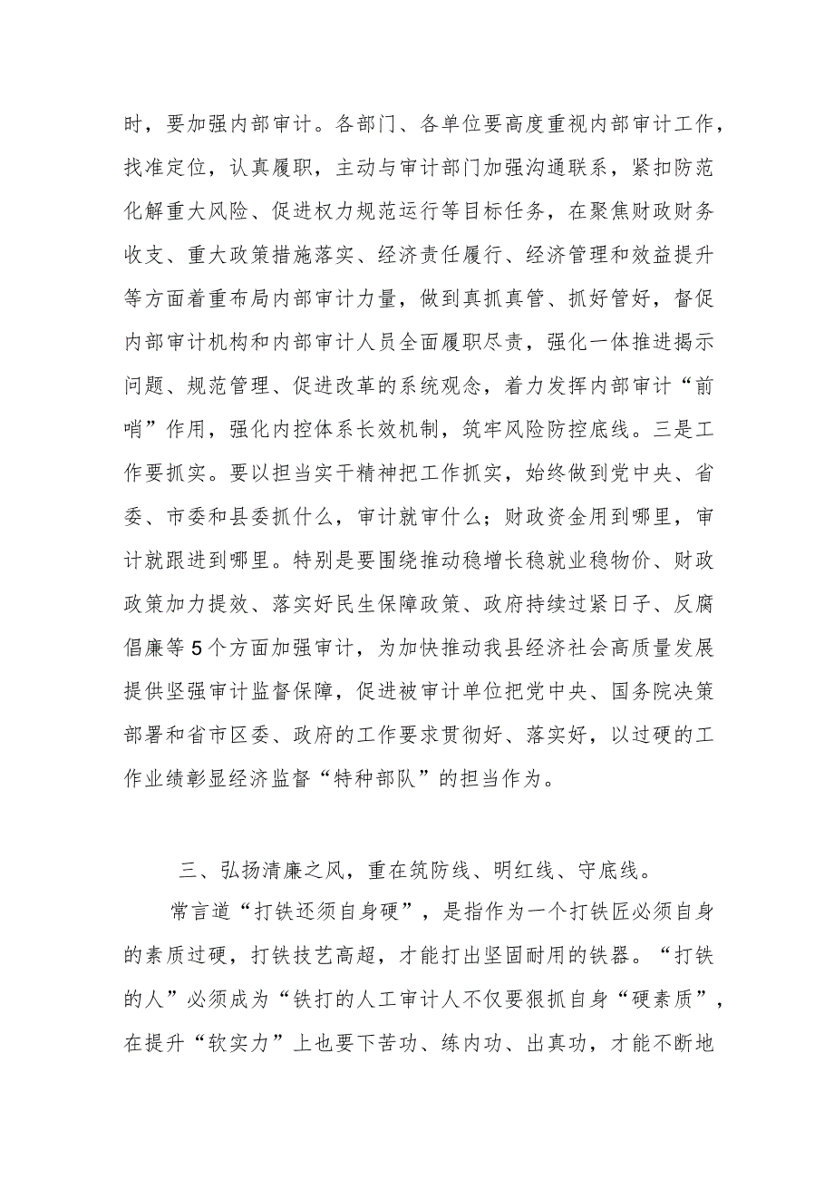 XX区审计局长“以学正风”和“树立和践行正确政绩观”专题研讨发言.docx_第3页