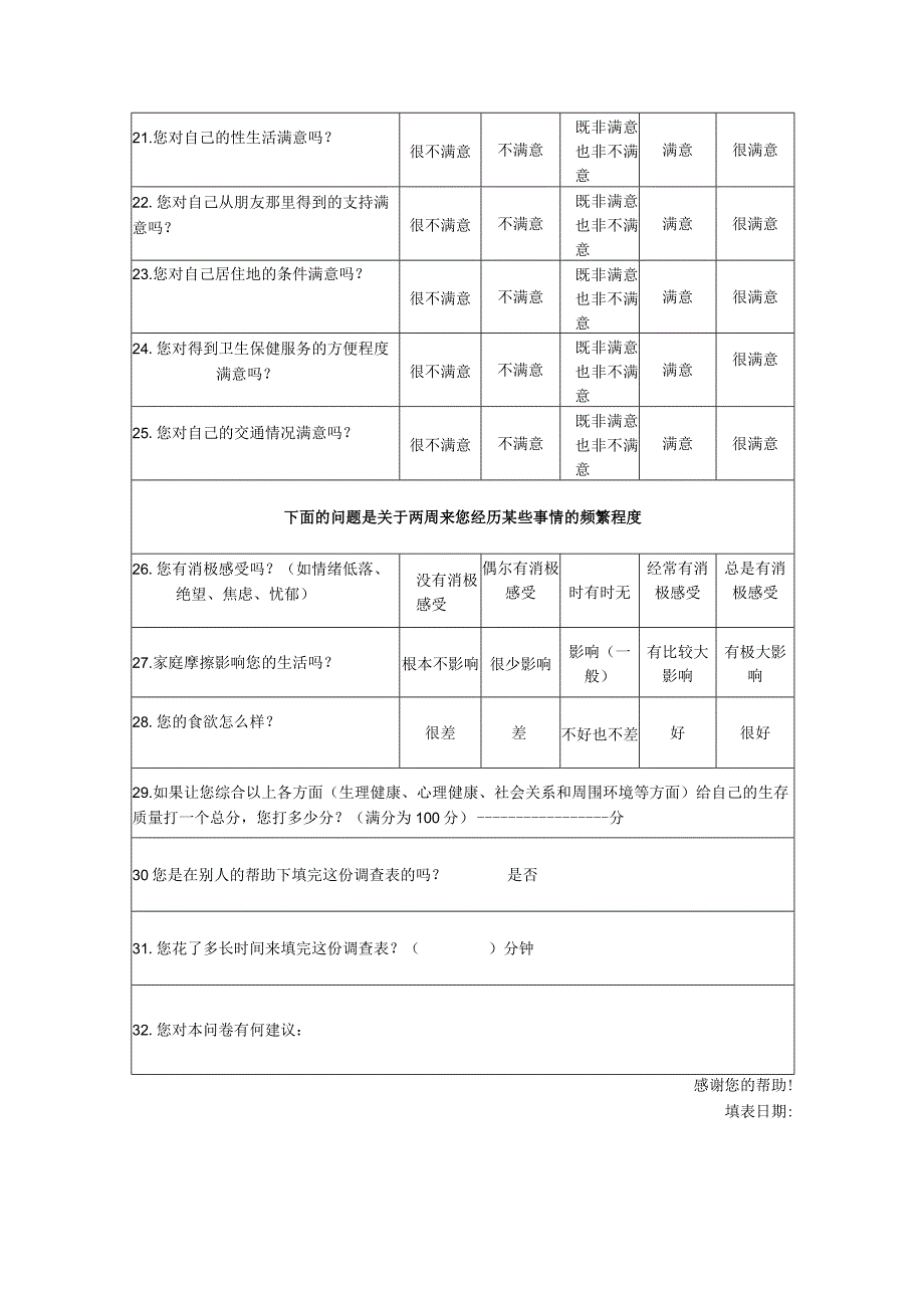 世界卫生组织生存质量测定量表简表简明版.docx_第3页