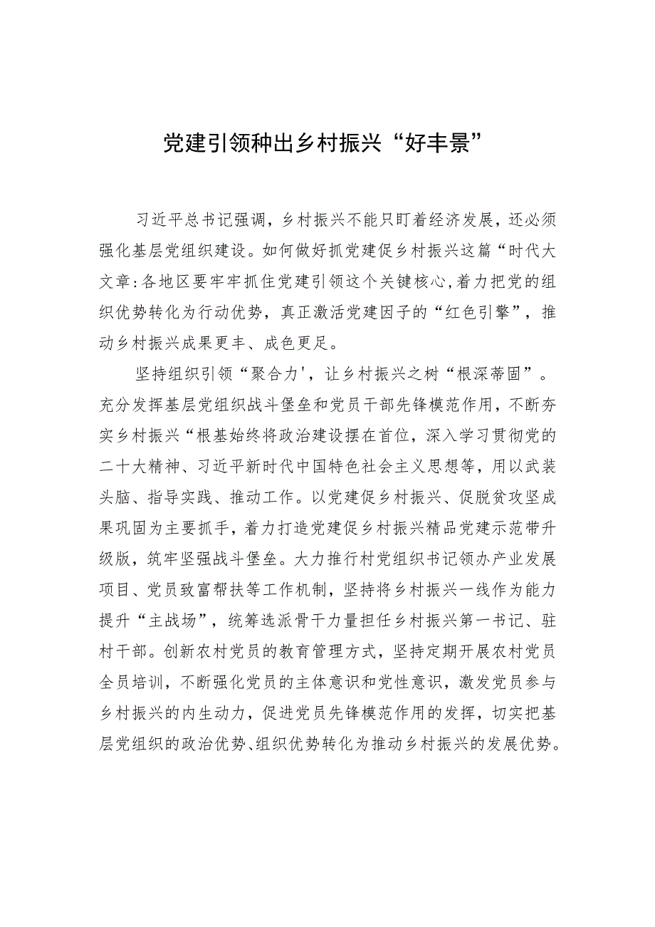 党建引领种出乡村振兴“好丰景”.docx_第1页