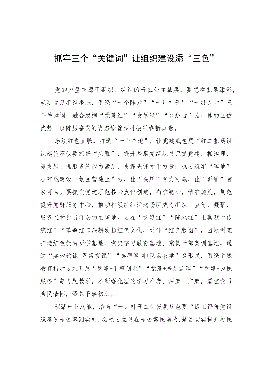 抓牢三个“关键词” 让组织建设添“三色”.docx_第1页