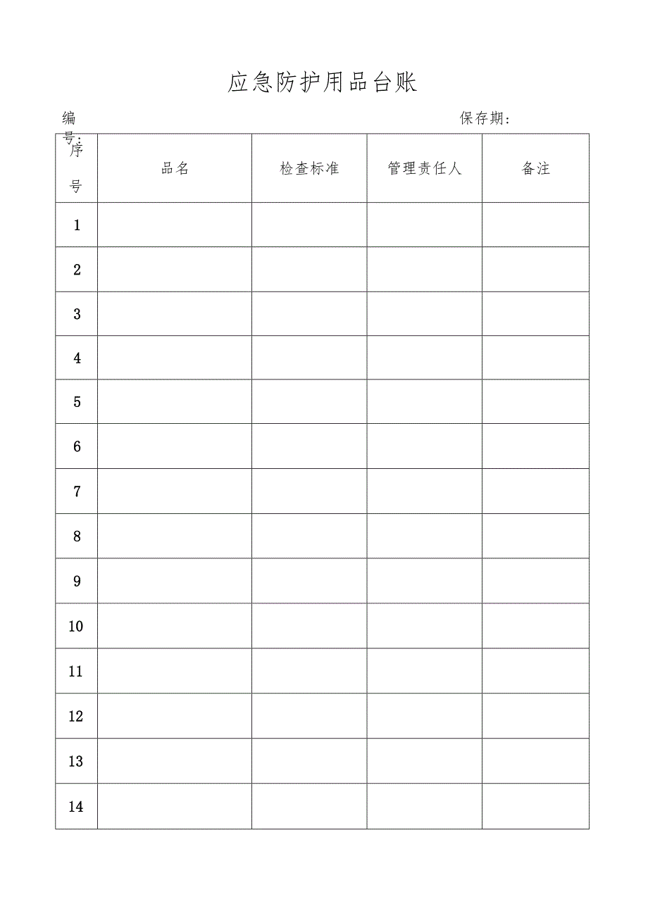 应急防护用品台账.docx_第1页