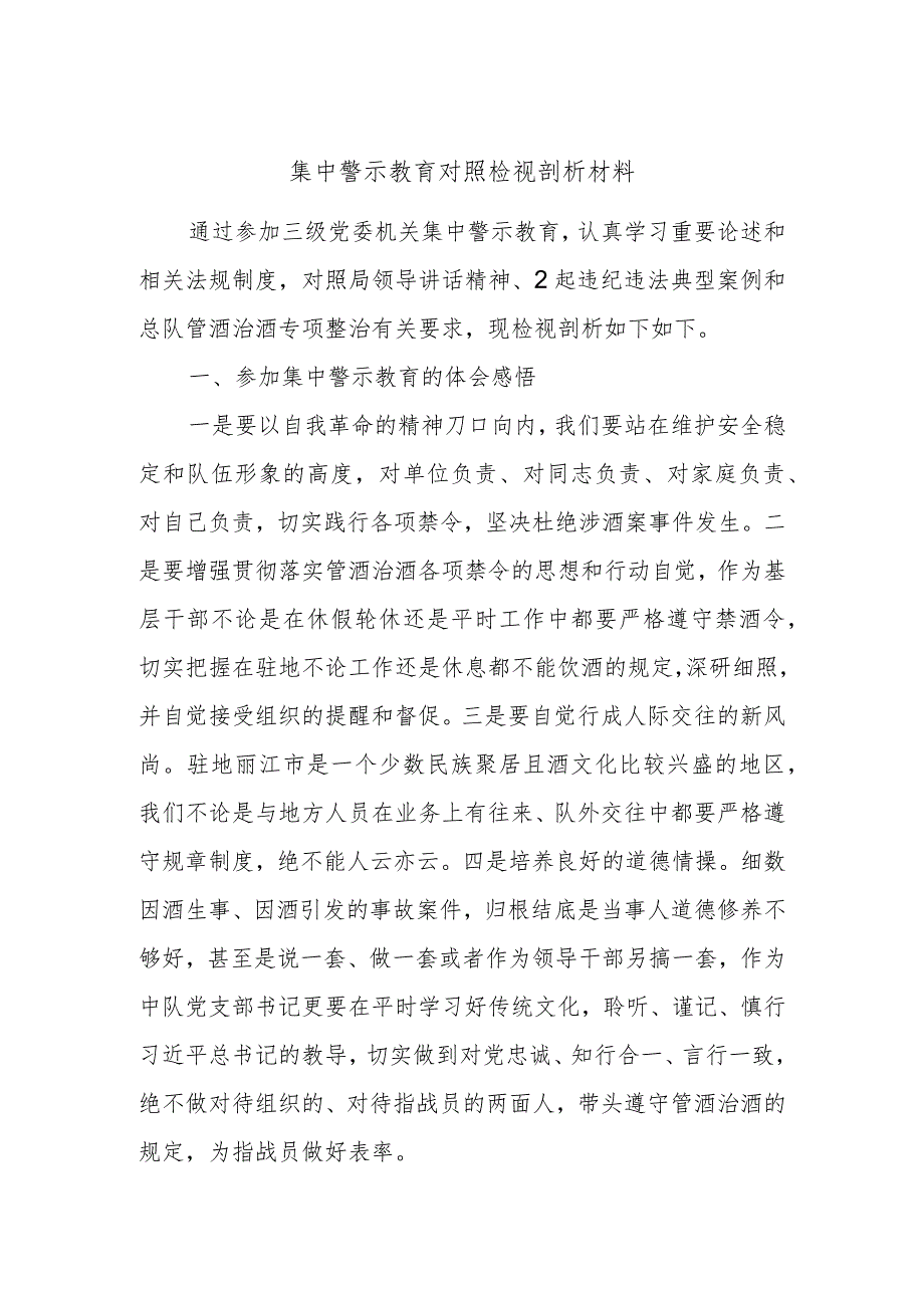 集中警示教育对照检视剖析材料.docx_第1页