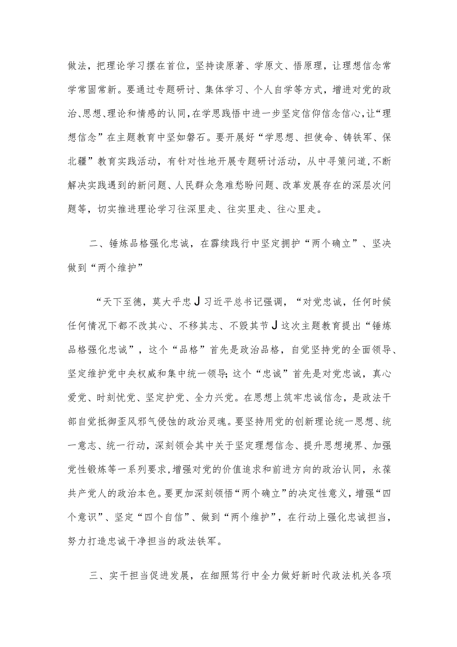 政法委书记主题教育研讨材料：扎实推进第二批主题教育 锻造新时代过硬政法铁军.docx_第2页