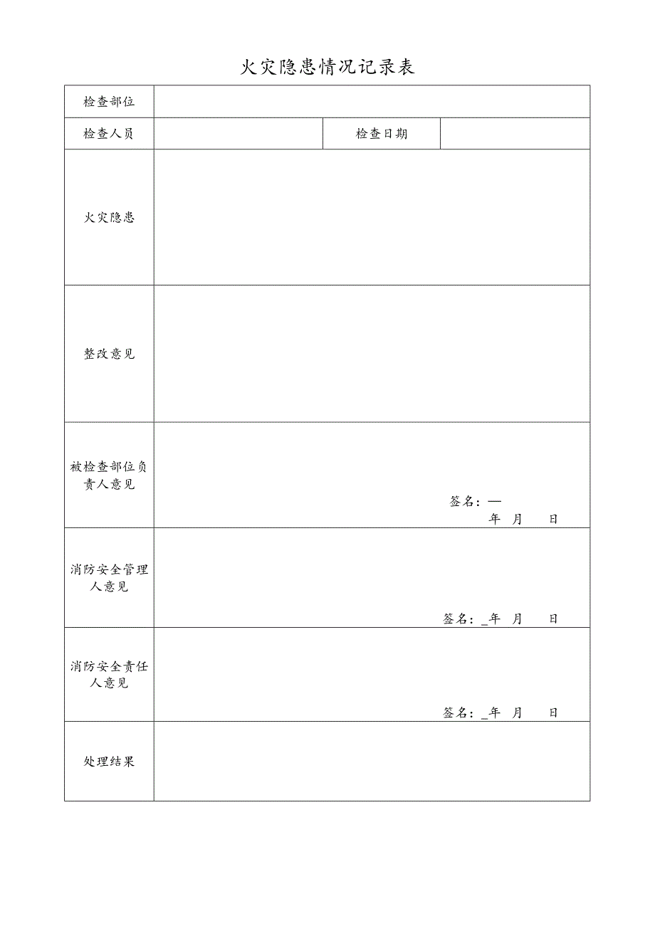 2023《火灾隐患情况记录表》.docx_第1页