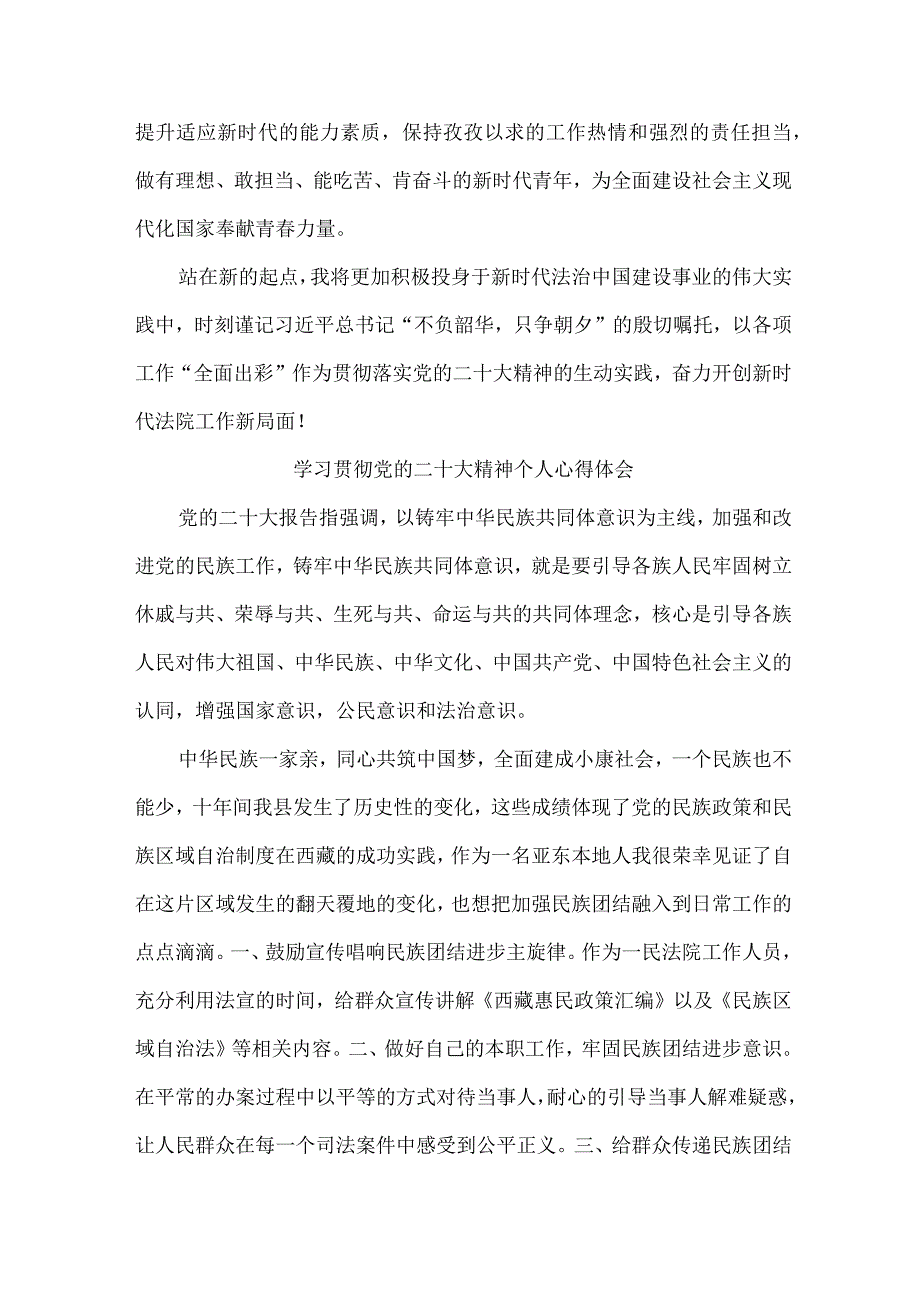 司法干警党员干部《学习宣传贯彻党的二十大精神》个人心得体会 （合计4份）.docx_第2页