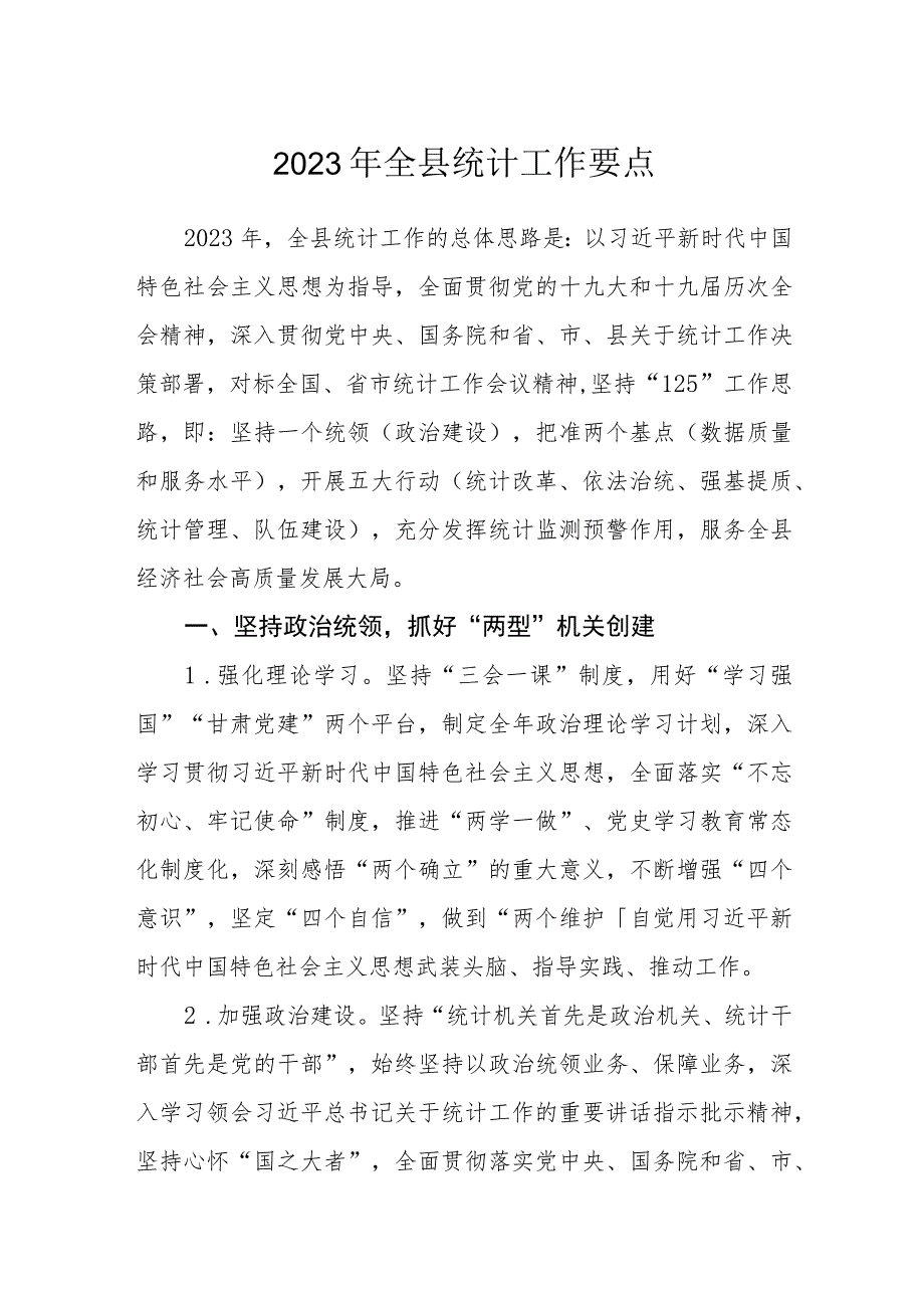 2023年全县统计工作要点.docx_第1页