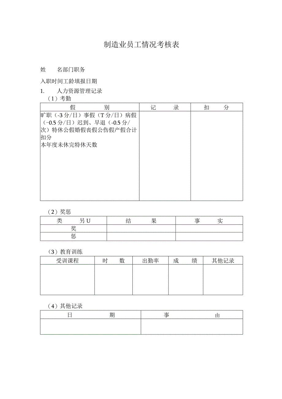 制造业员工考核表.docx_第1页