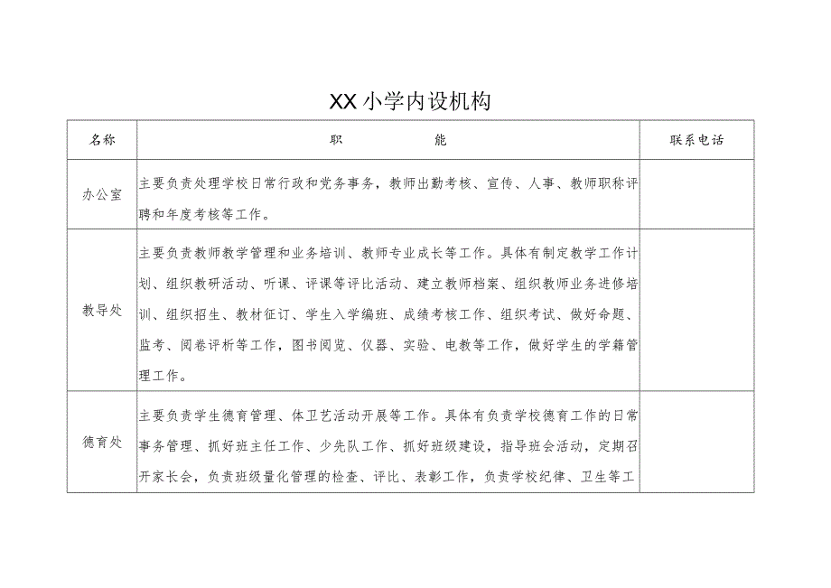 XX小学内设机构.docx_第1页