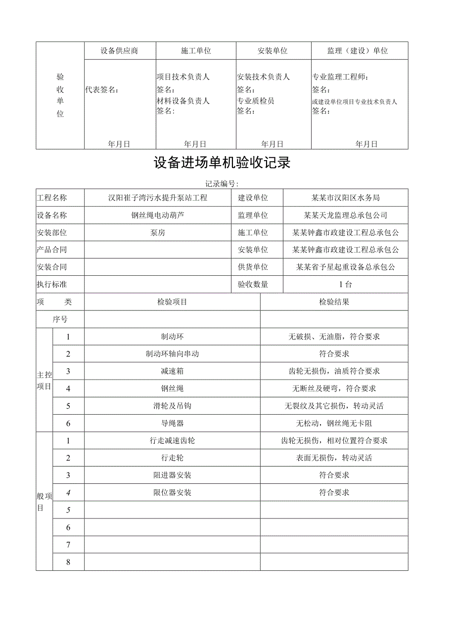 泵站工程及其配套管设备进场单机验收记录.docx_第3页