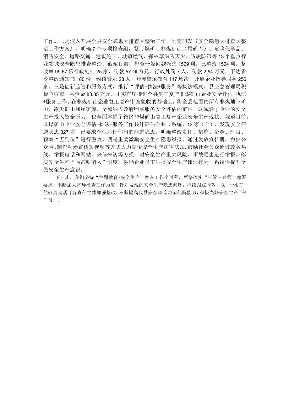 县应急管理局长在主题教育“安全生产”专题研讨交流会上的发言.docx_第2页