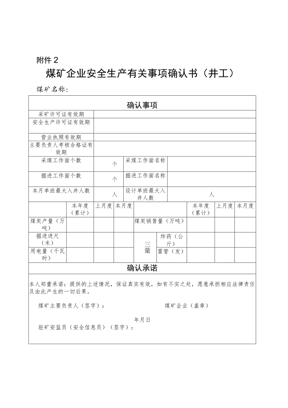 煤矿企业安全生产有关事项确认书.docx_第1页