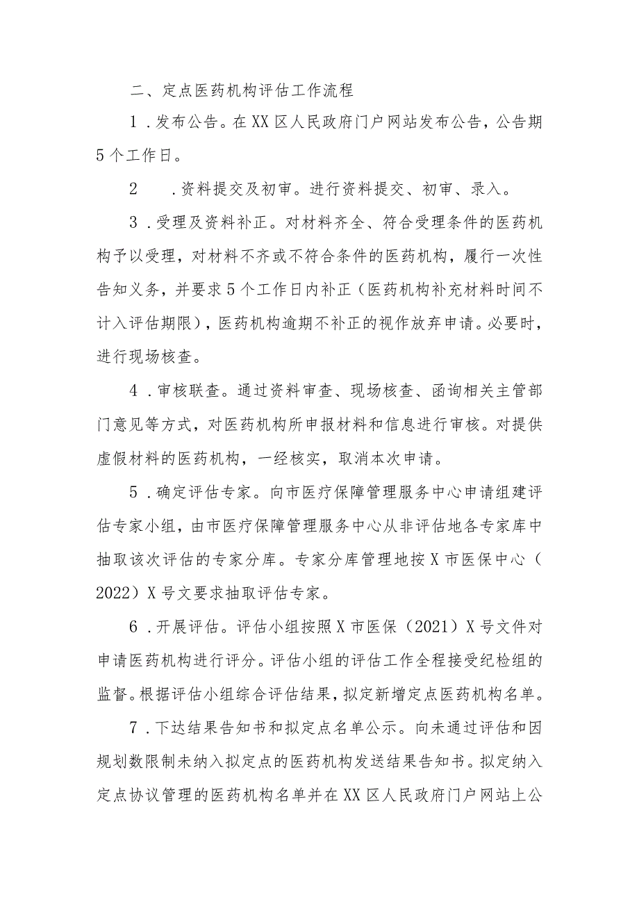 XX区2023年新增定点医药机构申报评估工作实施方案.docx_第2页