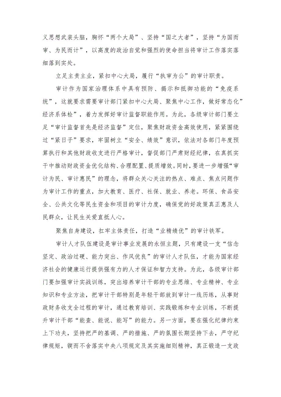 (3篇）2023年《在二十届中央审计委员会第一次会议上的讲话》读后感.docx_第2页