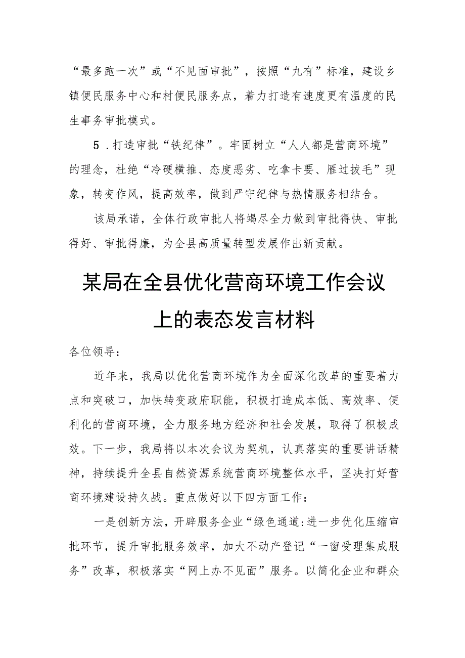 xx县行政审批服务管理局党组书记、局长优化营商环境表态发言.docx_第3页