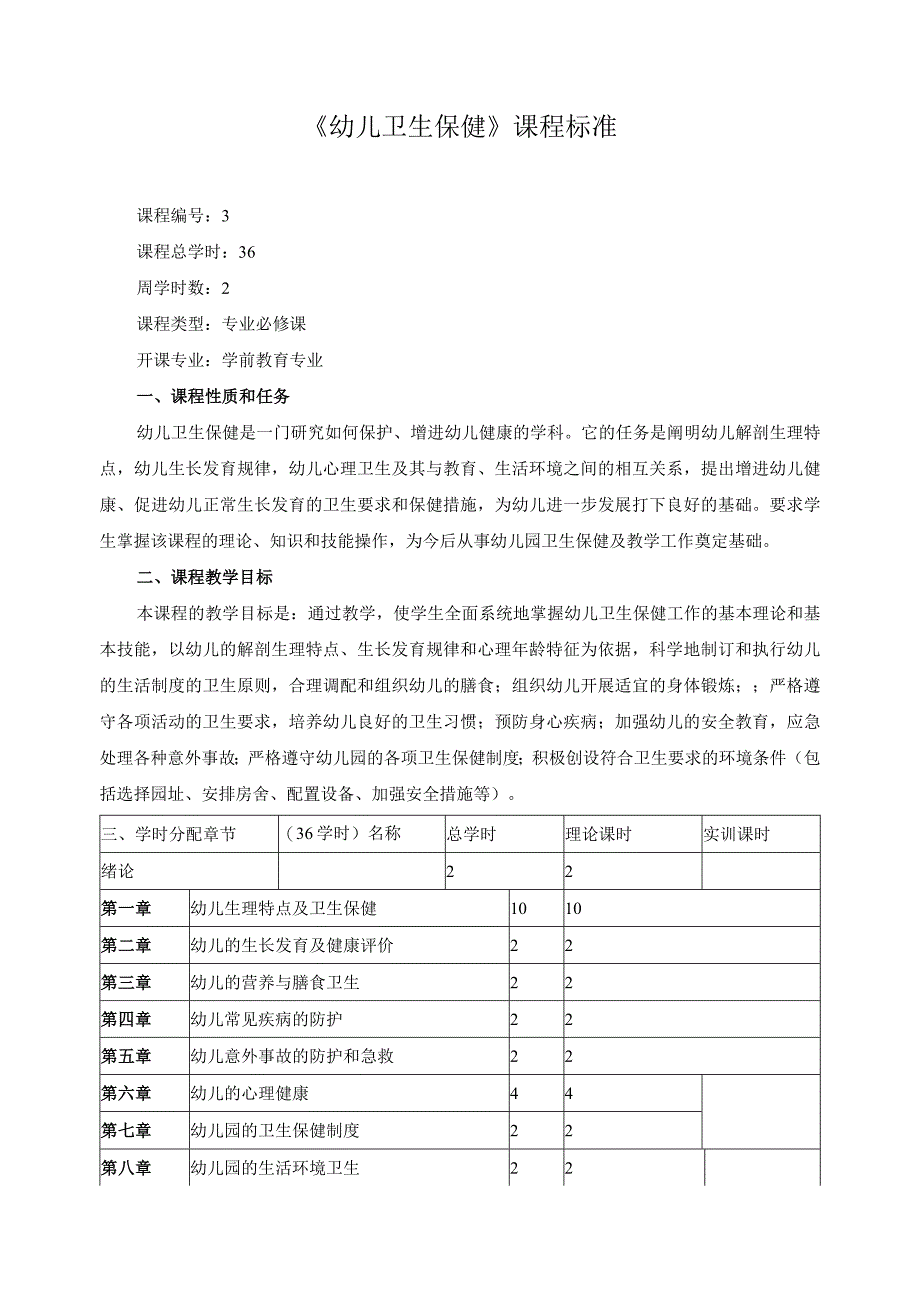 《幼儿卫生保健》课程标准.docx_第1页