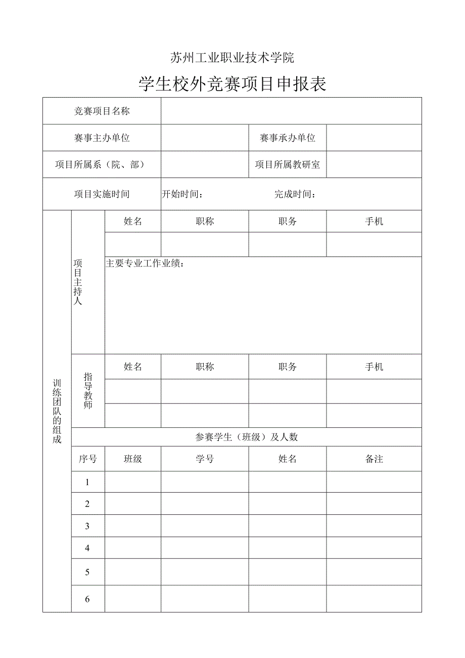 苏州工业职业技术学院学生校外竞赛项目申报表.docx_第1页