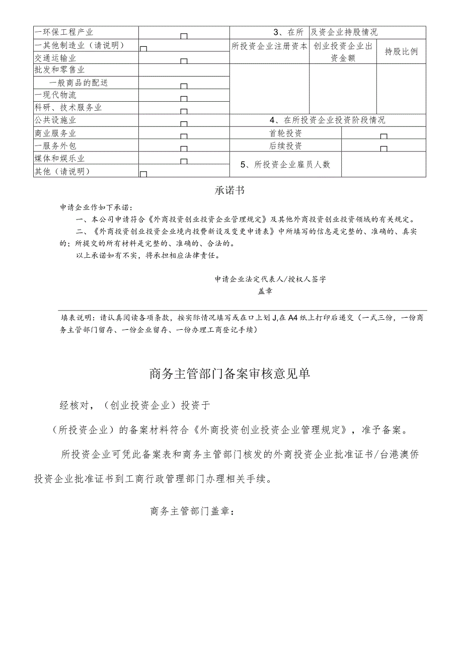 外商投资创业投资企业境内投资新设及变更申请表鼓励类、允许类.docx_第2页