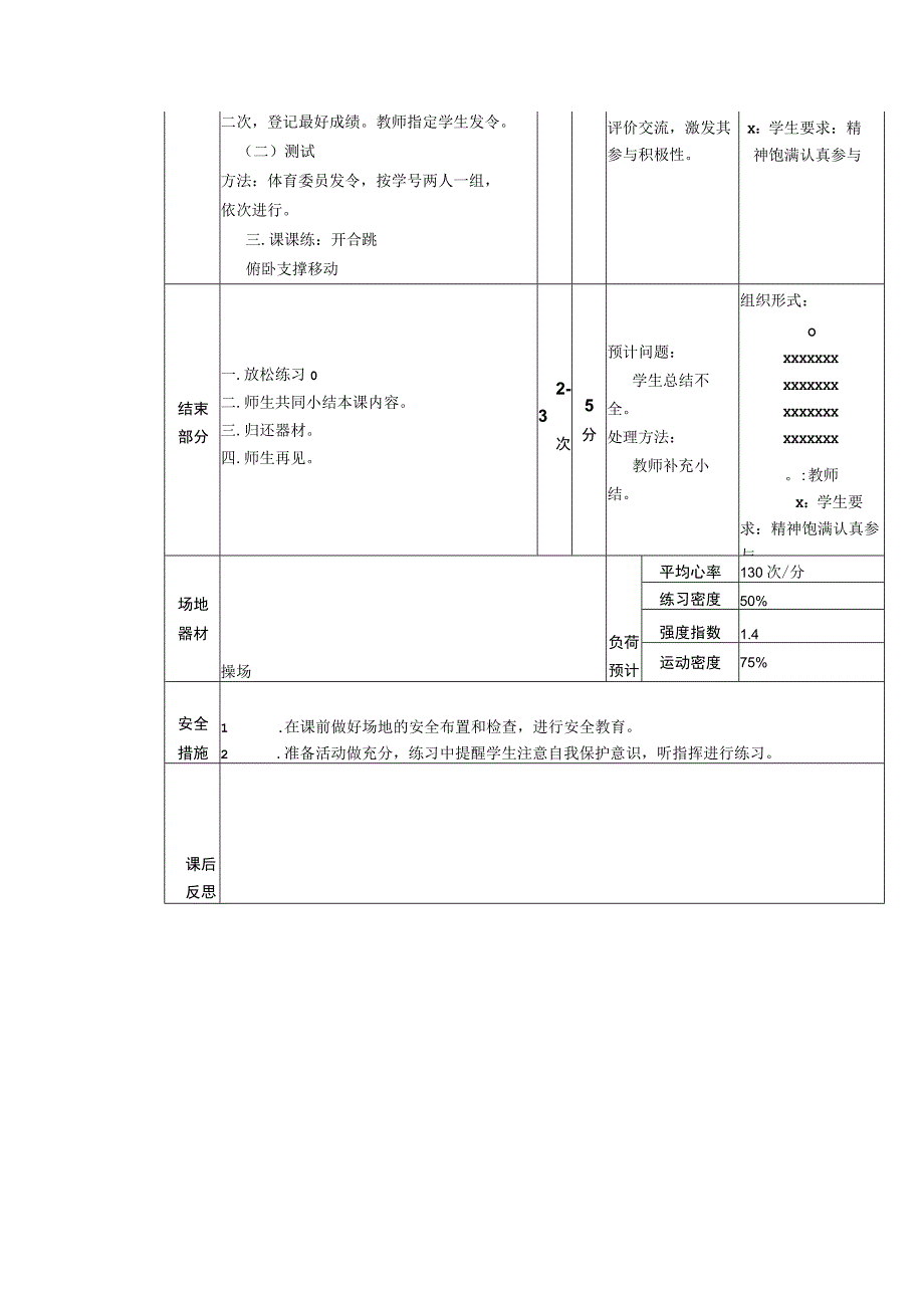 义务教育新课标三年级上学期检测50米跑体育与健康课时计划.docx_第2页