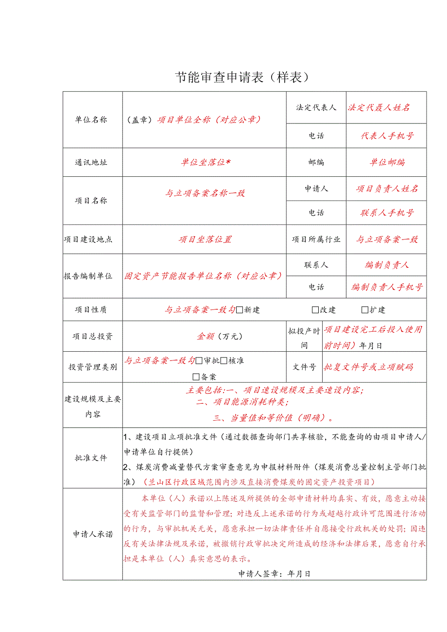 节能审查申请表样表.docx_第1页