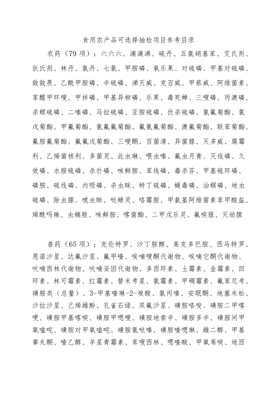 食用农产品指定抽检品种项目参考目录.docx_第2页