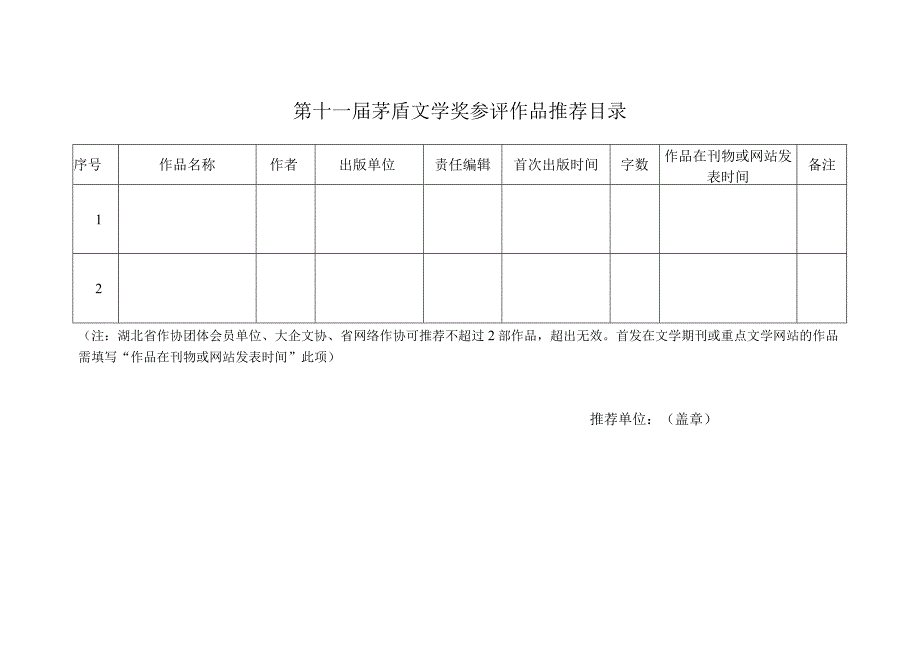 第十一届茅盾文学奖参评作品推荐目录.docx_第1页