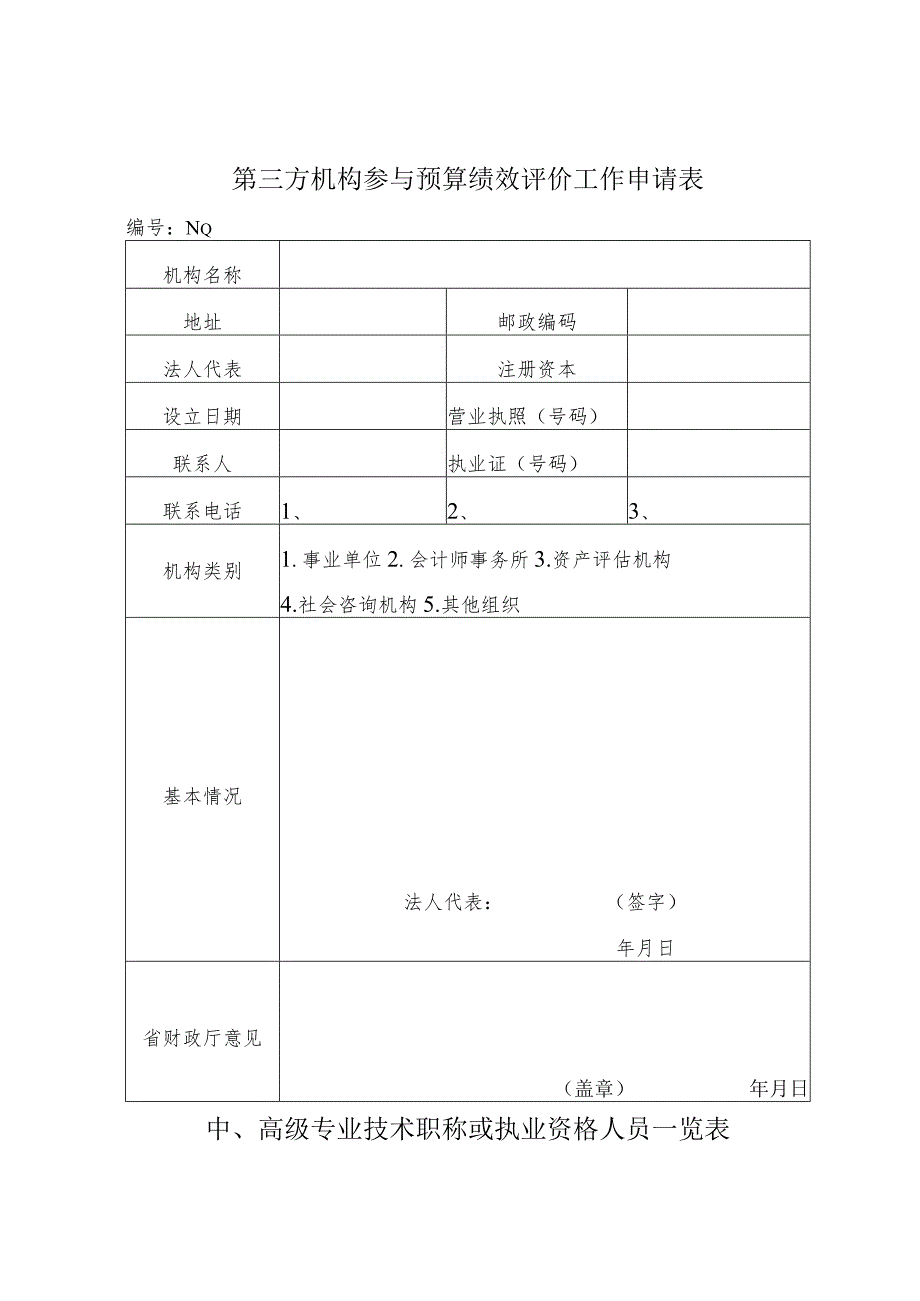 第三方机构参与预算绩效评价工作申请表.docx_第1页