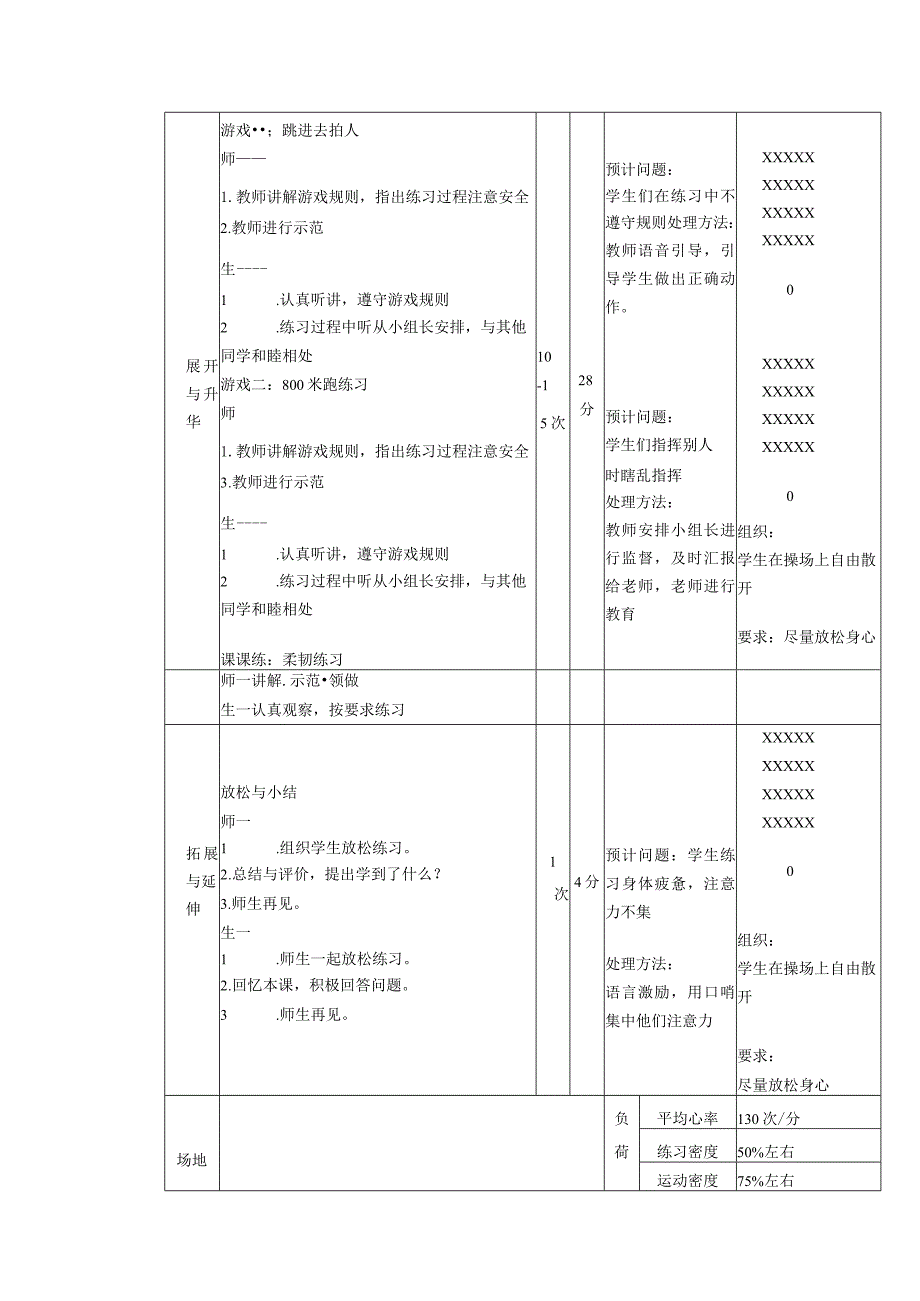 义务教育新课标六年级下册800米耐久跑体育与健康课时计划.docx_第2页