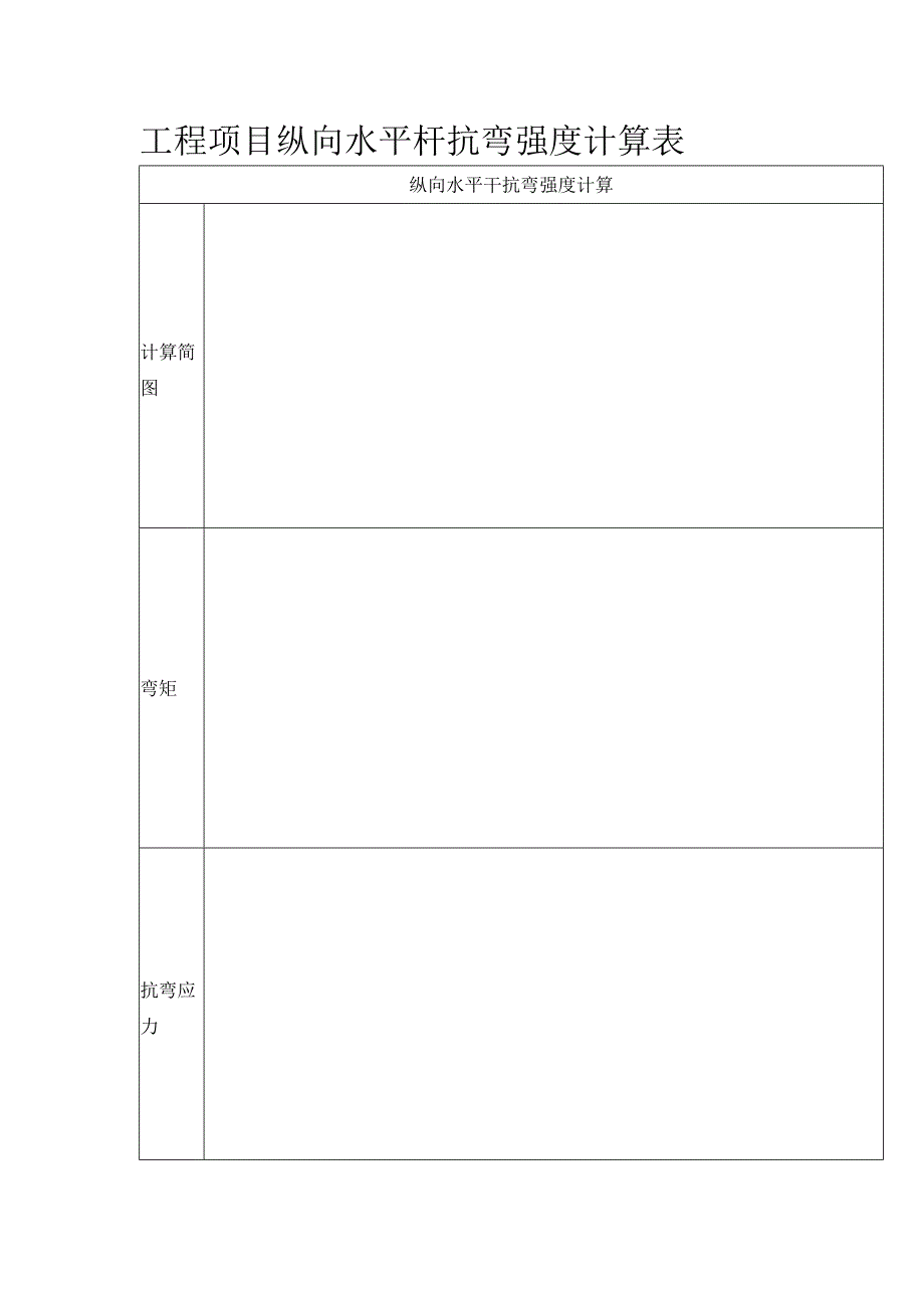 工程项目纵向水平杆抗弯强度计算表.docx_第1页