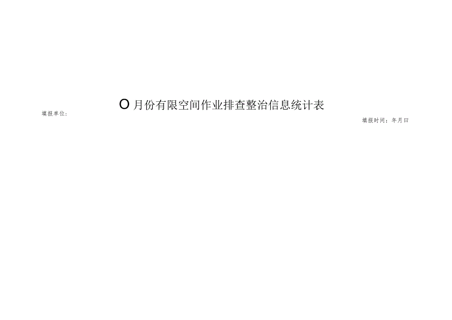 填报单位月份有限空间作业排查整治信息统计表.docx_第1页