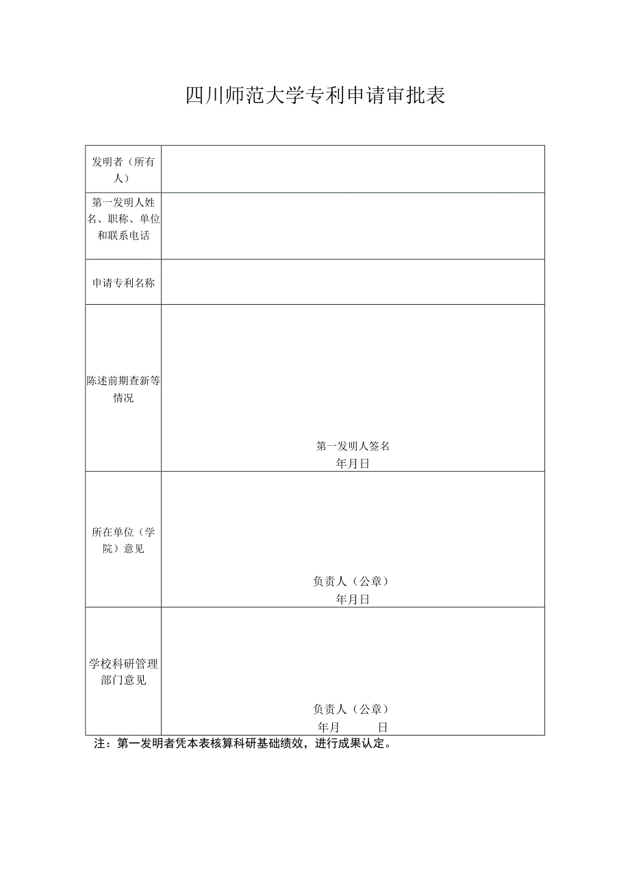 四川师范大学专利申请审批表.docx_第1页