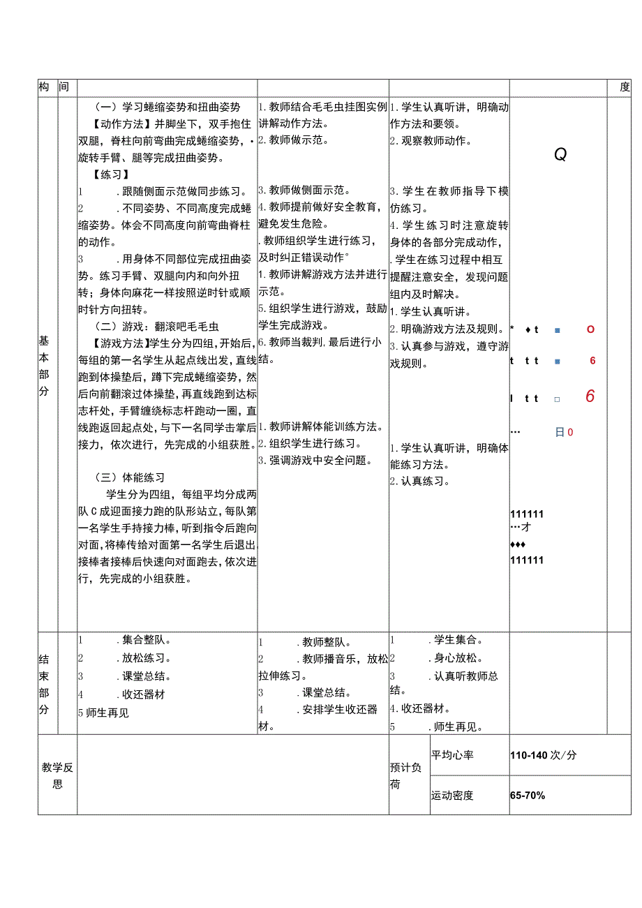 义务教育新课标水平一运动能力感知舞动的毛毛虫（蜷缩姿势和扭曲姿势）体育与健康教案.docx_第2页