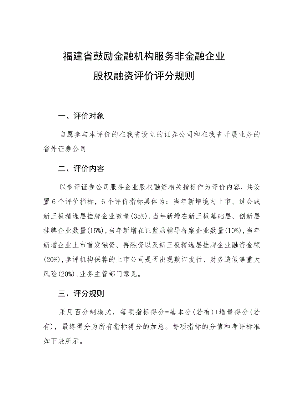 福建省鼓励金融机构服务非金融企业股权融资评价评分规则.docx_第1页