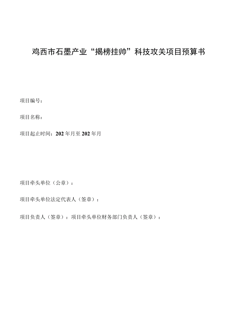 鸡西市石墨产业“揭榜挂帅”科技攻关项目预算书.docx_第1页