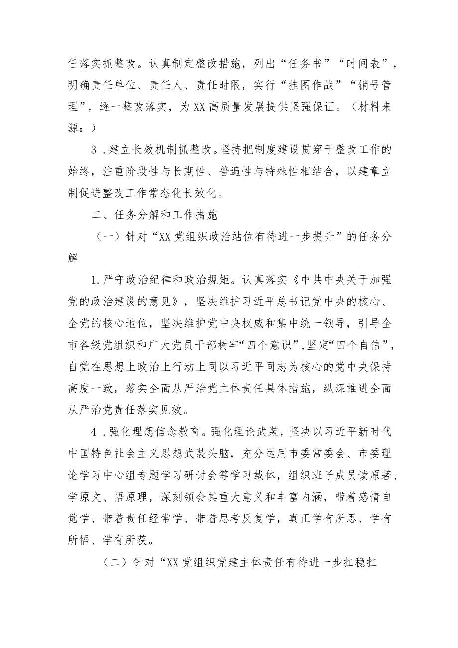 落实抓党建工作述职评议会议查摆问题整改任务分解的工作方案2500字.docx_第2页