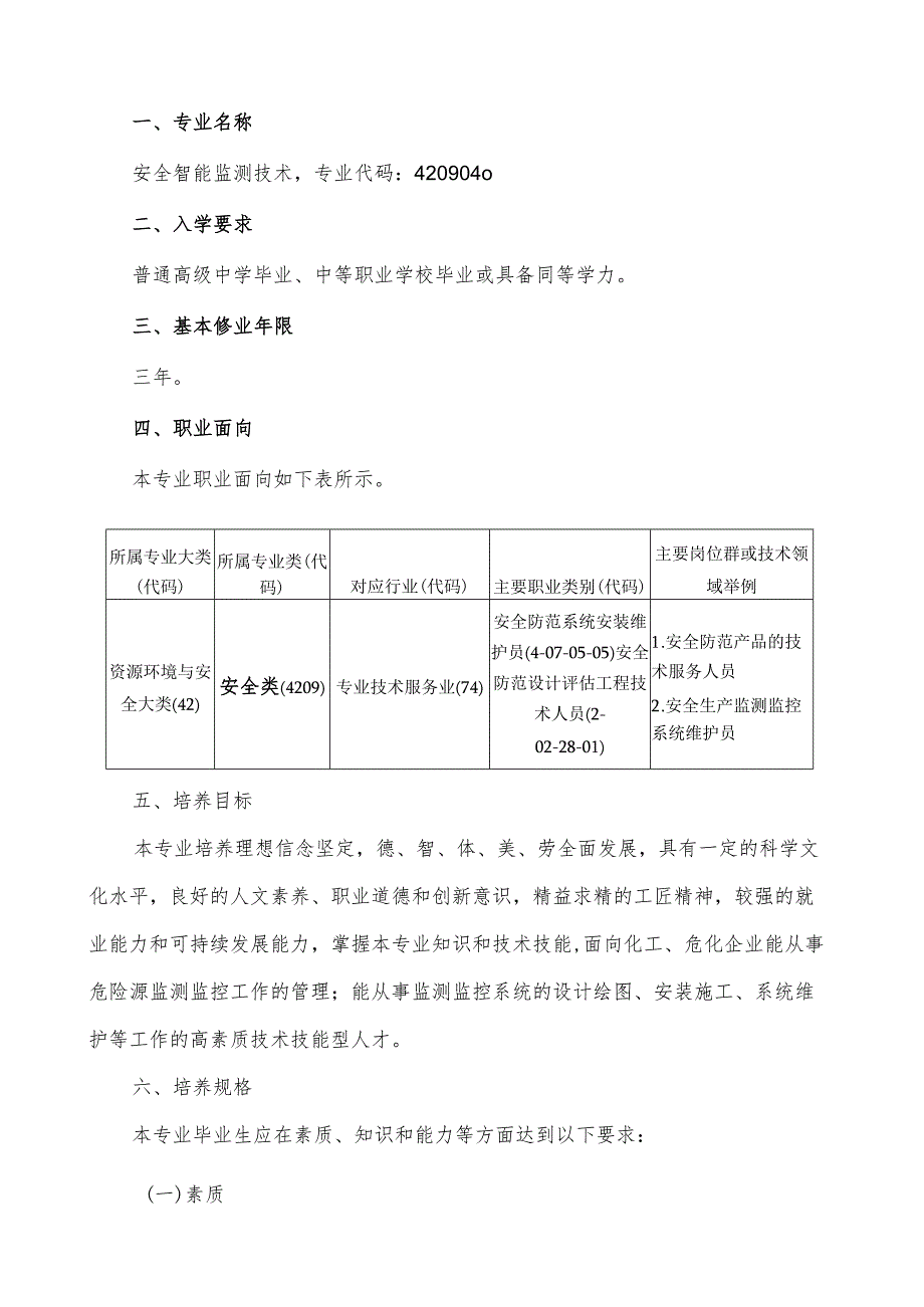 重庆安全技术职业学院安全智能监测技术专业人才培养方案.docx_第1页