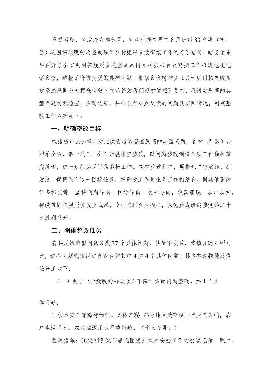 2023开展巩固拓展脱贫攻坚成果同乡村振兴有效衔接暗访反馈问题进行整改的工作方案8篇供参考.docx_第2页