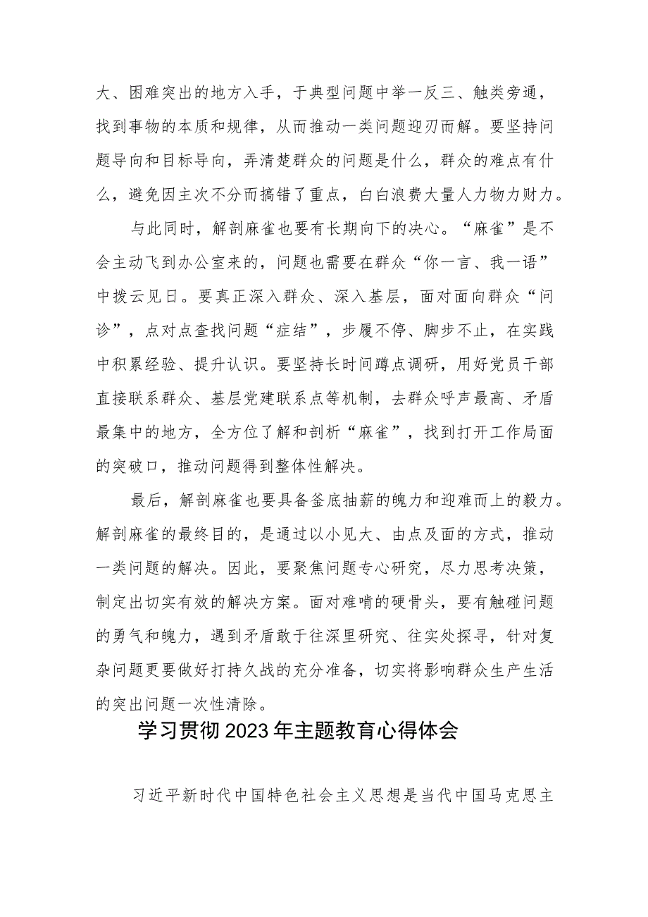 第二批主题教育以“解剖麻雀”式调查研究心得体会发言.docx_第2页