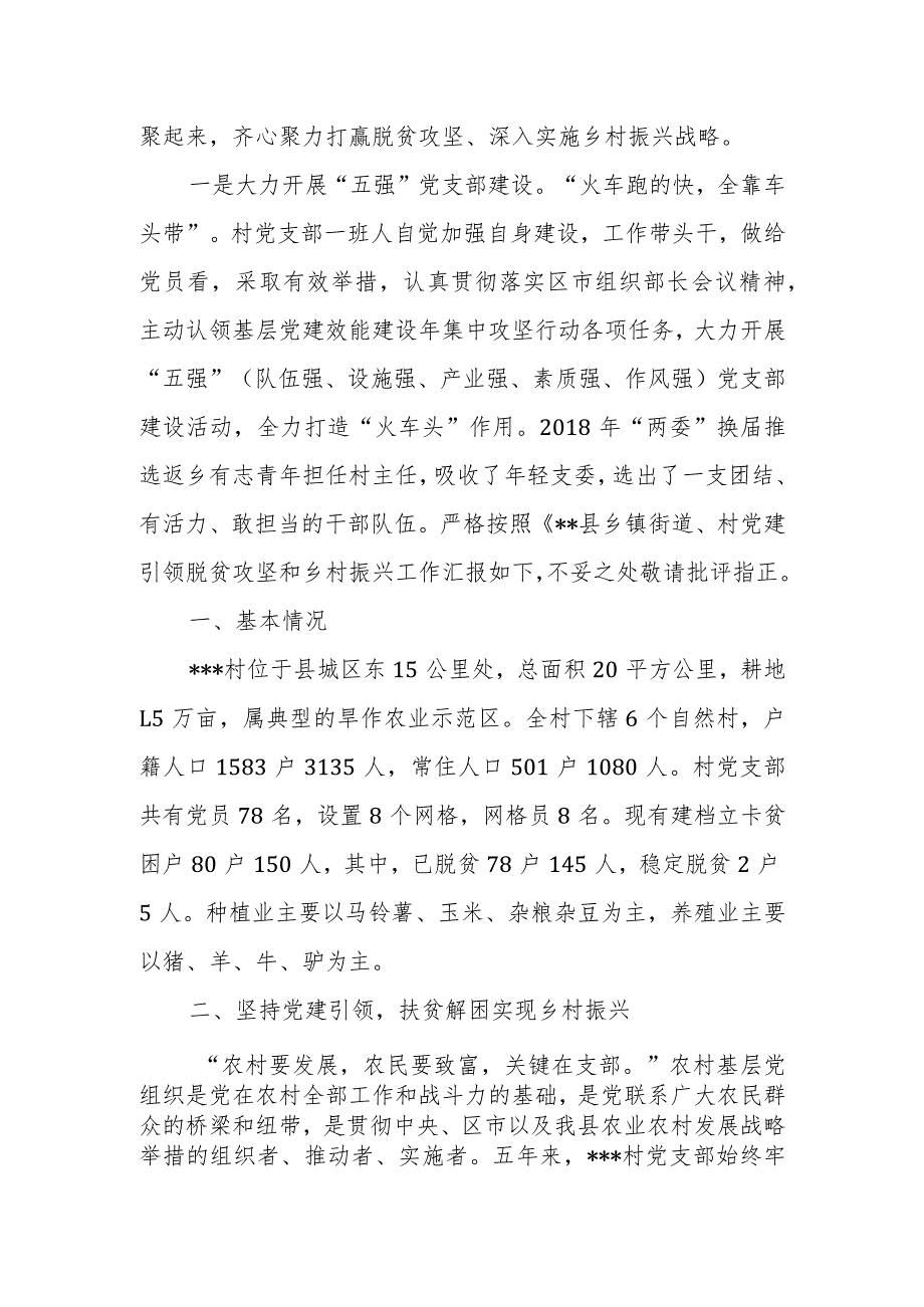 村支部党建引领脱贫攻坚和乡村振兴汇报材料.docx_第2页